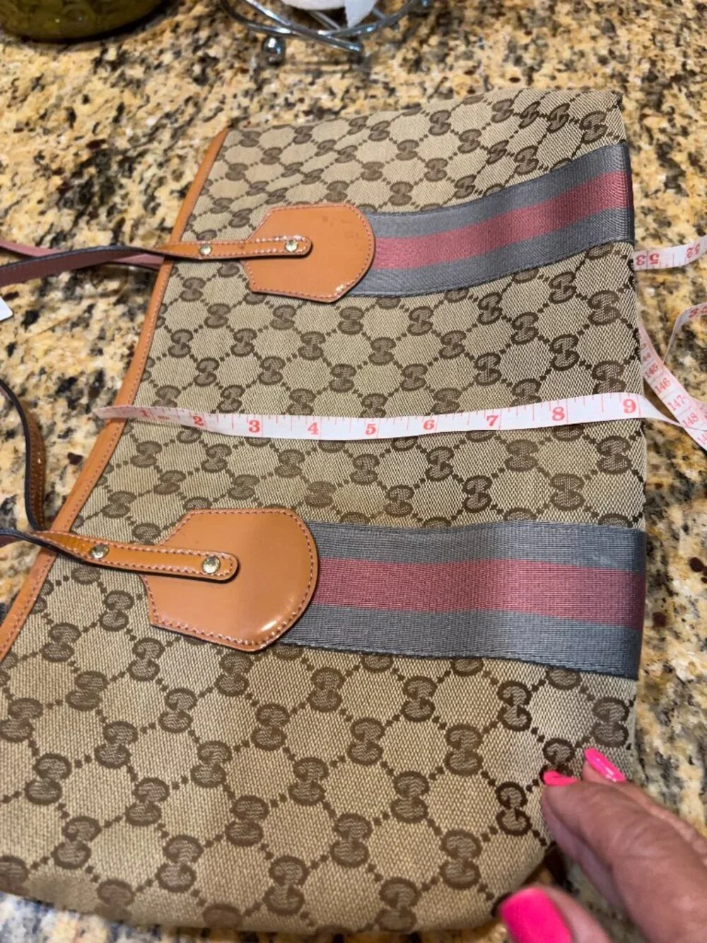 ❤️Host Pick❤️ Gucci Jolicoeur Stripe Tote/Bag Beige/Brown canvas- Monogrammed